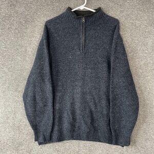 Pendleton Sweater Mens XL Blue Washable Wool 1/4 Zip Mock Neck Knit Pullover